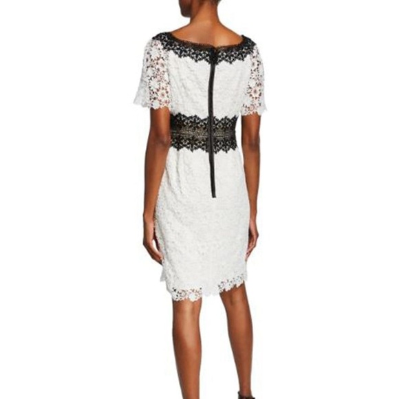 Shani Dress size 6 Women’s black and white lace Short Sleeve Colorblock Floral - Picture 2 of 10